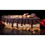 Cross section of tart with peanut butter and chocolate filling