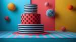 Multi tiered Cake With Polka Dots and Stripes
