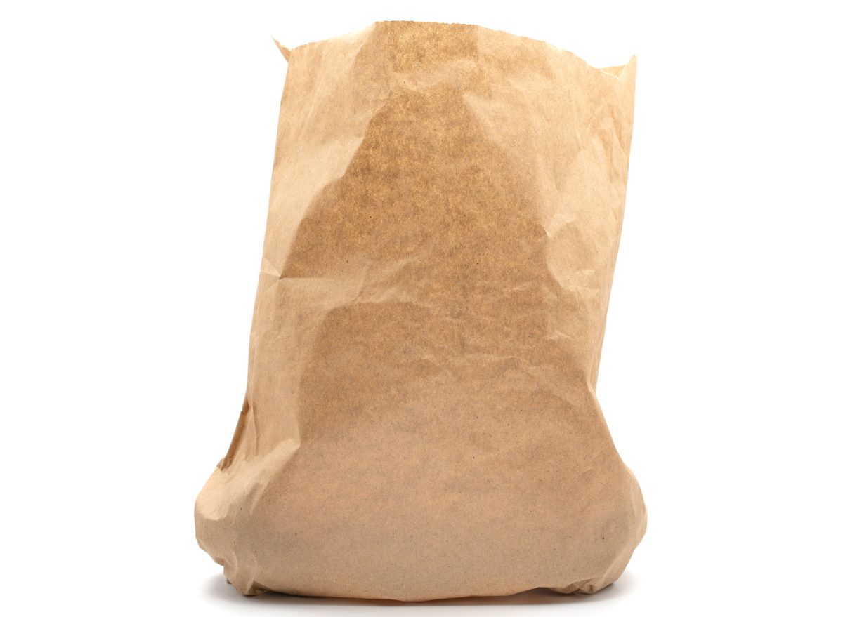 Brown paper bag isolated on a white background
