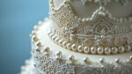 Close Up of a Wedding Cake With Pearls
