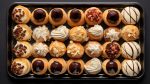 Various fillings mini profiteroles tray
