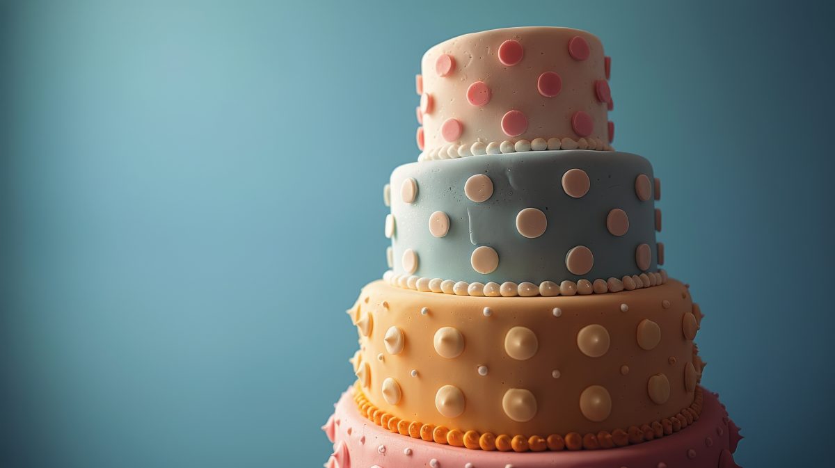 Three Tiered Cake With Polka Dots